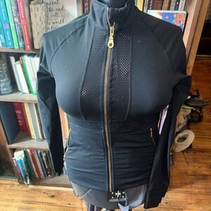 Zyia Active black fitted perforated M Athleisure workout jacket